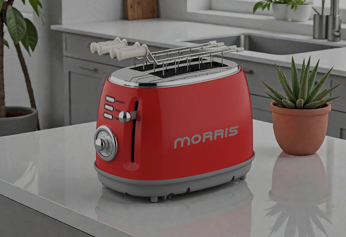 Απεικονίζεται η φρυγανιέρα σε πάγκο κουζίνας.